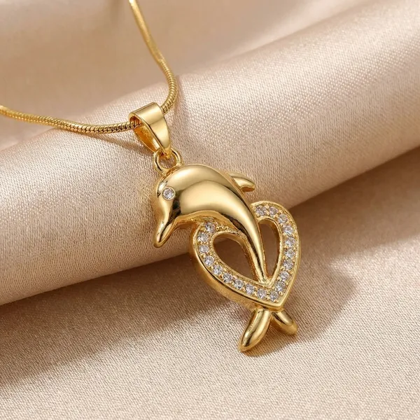 Gold_Plated_Dolphin_Pendant_Necklace_With_Crystal_Accents