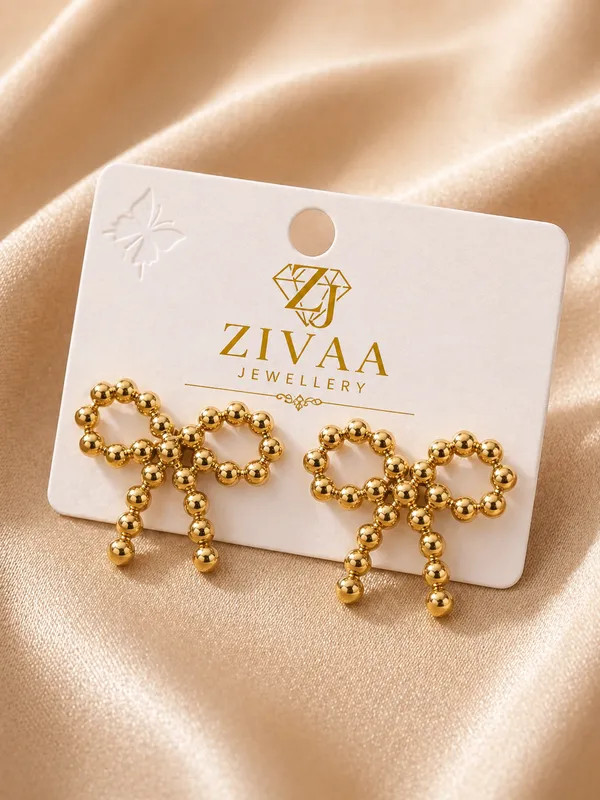 Gold_Toned_Brass_Beaded_Bow_Stud_Earrings