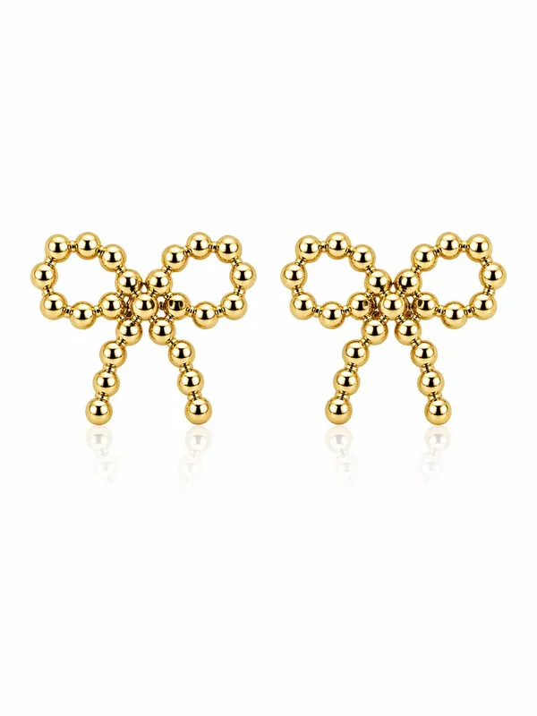 Gold_Toned_Brass_Beaded_Bow_Stud_Earrings