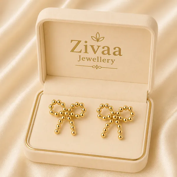 Gold_Toned_Brass_Beaded_Bow_Stud_Earrings