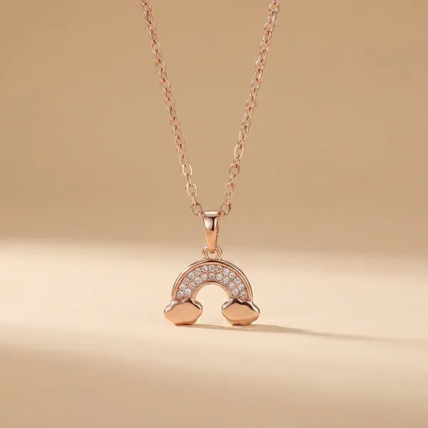 Rose_Gold_Cubic_Zirconia_Arch_Pendant_Necklace_With_Chain