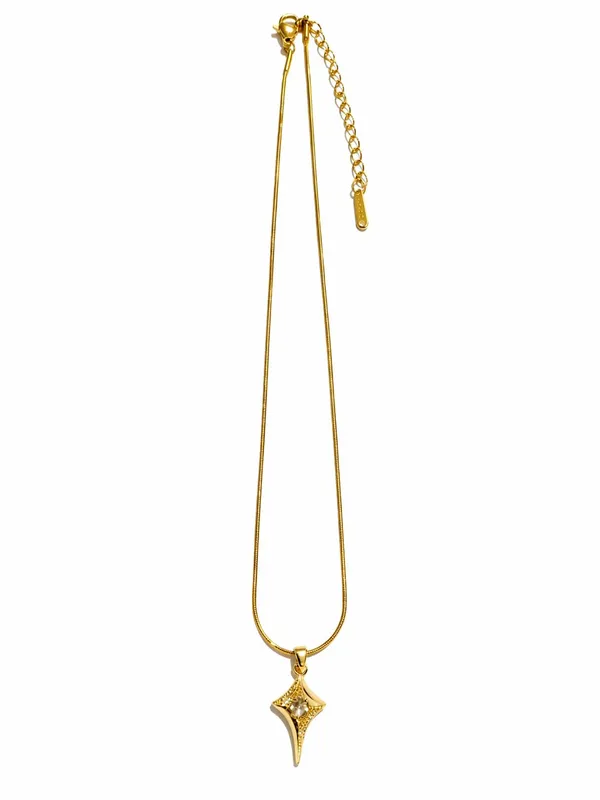 Gold_Toned_Brass_Star_Pendant_Necklace_With_Snake_Chain