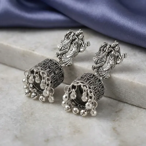 Oxidized_Silver_Toned_Brass_Radha_Krishna_Jhumka_Earrings_With_Peacock_Design