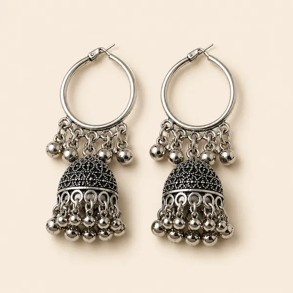 Oxidized_Silver_Toned_Brass_Jhumka_Hoop_Earrings_With_Beaded_Danglers