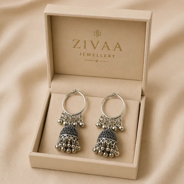 Oxidized_Silver_Toned_Brass_Jhumka_Hoop_Earrings_With_Beaded_Danglers