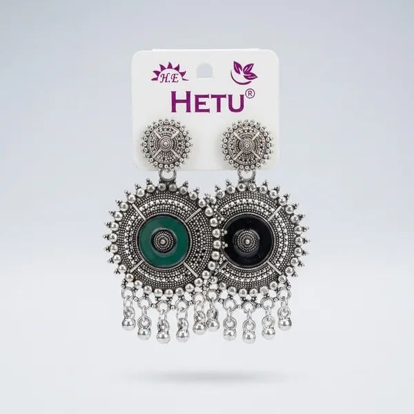 Ethnic_Oxidized_Silver_Toned_Brass_Toned_Circular_Dangler_Earrings_With_Green_Stone_Accent