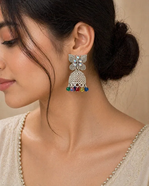 Butterfly_Jhumka_Earrings_With_Multicolour_Beads