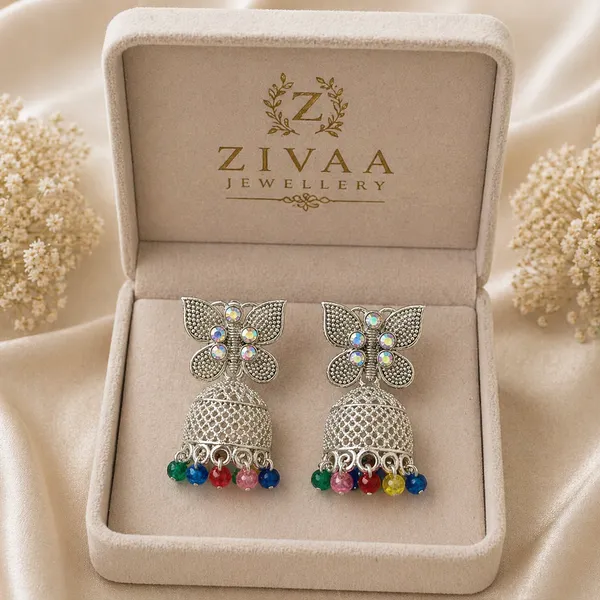 Butterfly_Jhumka_Earrings_With_Multicolour_Beads