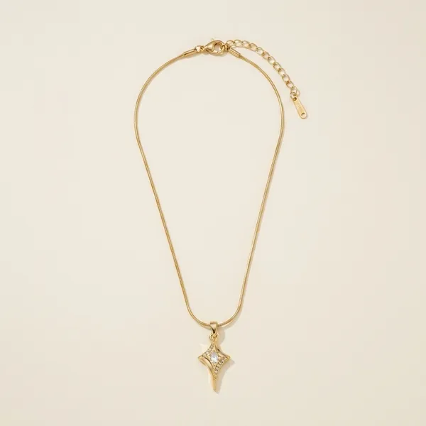 Gold_Toned_Brass_Star_Pendant_Necklace_With_Snake_Chain