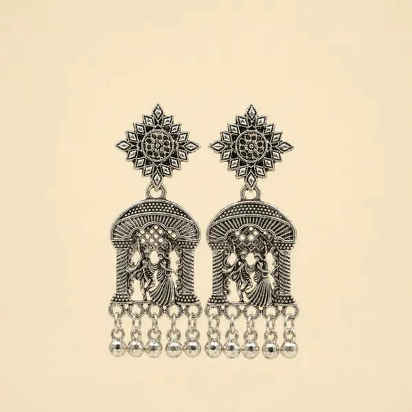 Oxidized_Silver_Toned_Brass_Jhumka_Earrings_With_Radha_Krishna_Design