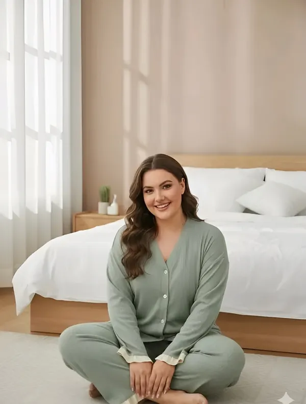 Sage_Green_Button-Up_Pajama_Set_With_Contrast_Trim