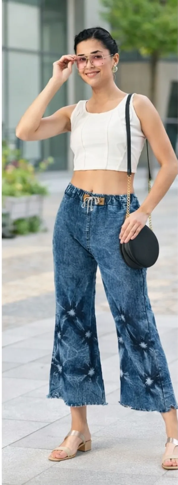Women_Blue_Tie-Dye_Wide_Leg_Palazzo_Pants_With_Floral_Print