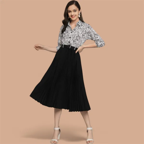 Black_Pleated_Midi_Skirt_With_Floral_Print_Shirt_-_Girls_Two-Piece_Outfit_And_Girls_Maroon_Bomber_Jacket_With_Crop_Top_Pack_Of_2