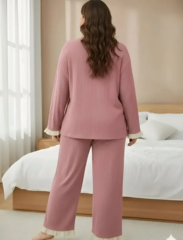Women_Dusty_Pink_Pajama_Set_With_Cream_Ruffle_Trim