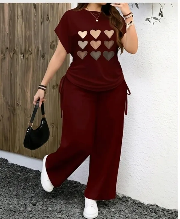 Maroon_Heart_Print_Co-Ord_Set_With_Drawstring_Pants