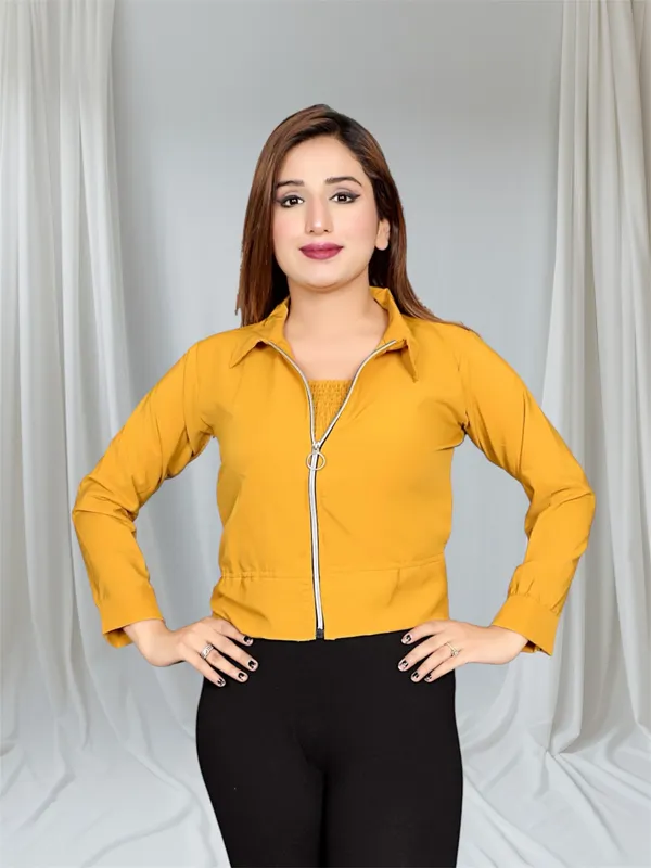 Women_Mustard_Yellow_Crop_Jacket_With_Zip_Closure