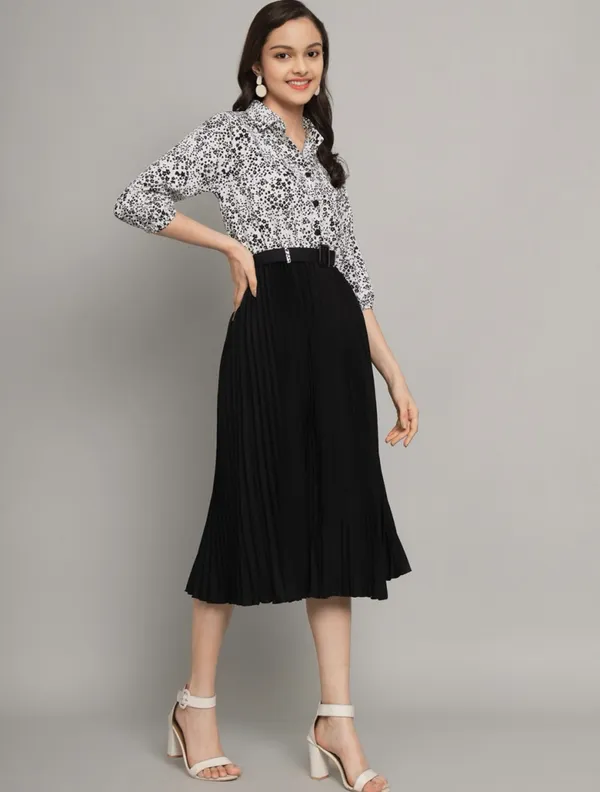 Black_Pleated_Midi_Skirt_With_Floral_Print_Shirt_-_Girls_Two-Piece_Outfit_And_Girls_Maroon_Bomber_Jacket_With_Crop_Top_Pack_Of_2