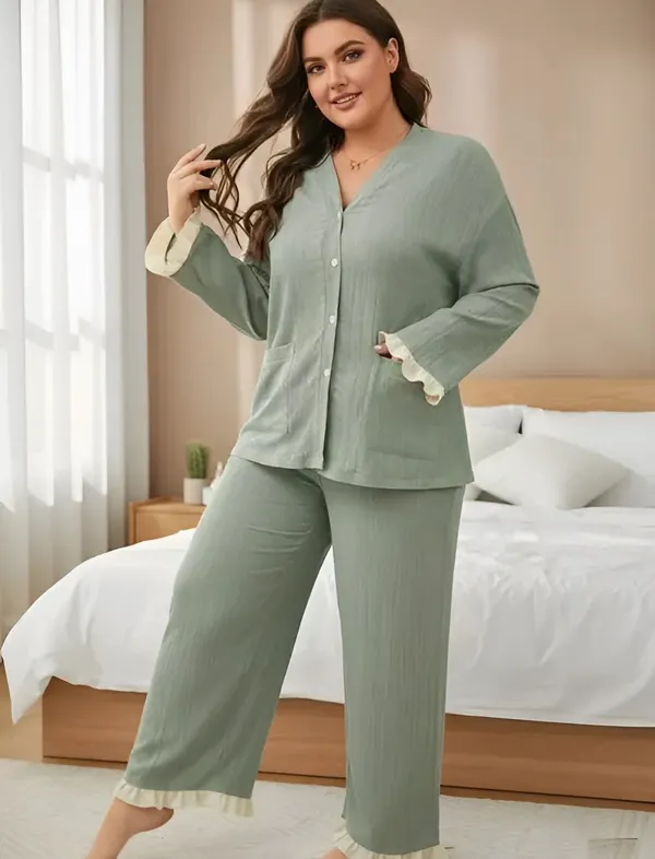 Sage_Green_Button-Up_Pajama_Set_With_Contrast_Trim