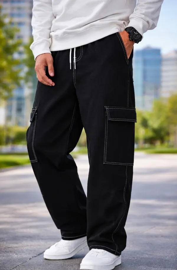 Boys_Black_Wide_Leg_Baggy_Jeans_With_Contrast_Stitching_And_Boys_Black_Cargo_Pants_With_White_Contrast_Stitching_And_Drawstring_Waist_Pack_Of_2