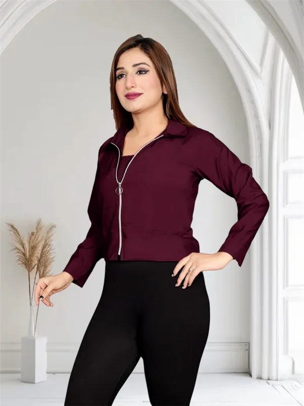 Women_Maroon_Bomber_Jacket_With_Crop_Top