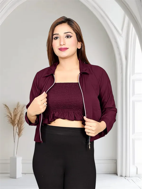 Women_Maroon_Bomber_Jacket_With_Crop_Top