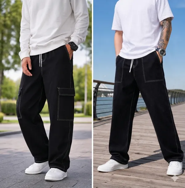Boys_Black_Wide_Leg_Baggy_Jeans_With_Contrast_Stitching_And_Boys_Black_Cargo_Pants_With_White_Contrast_Stitching_And_Drawstring_Waist_Pack_Of_2