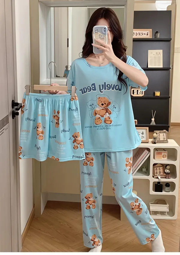 Lovely_Bear_3-Piece_Cotton_Pajama_Set_-_Light_Blue