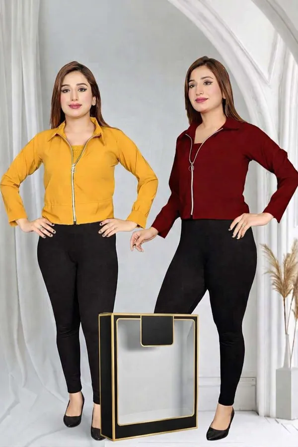 Maroon_Crop_Jacket_With_Front_Zip_And_Collared_Design_And_Girls_Mustard_Yellow_Crop_Jacket_With_Zip_Closure_Pack_Of_2