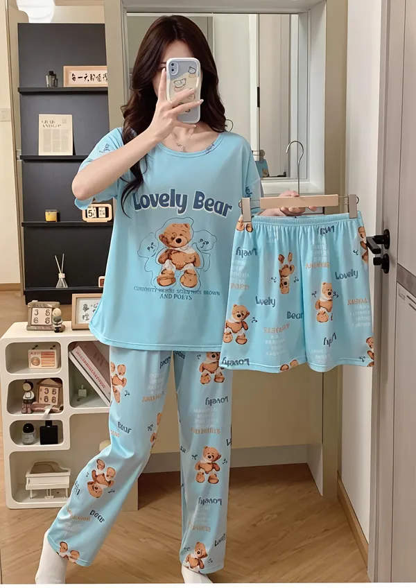 Lovely_Bear_3-Piece_Cotton_Pajama_Set_-_Light_Blue