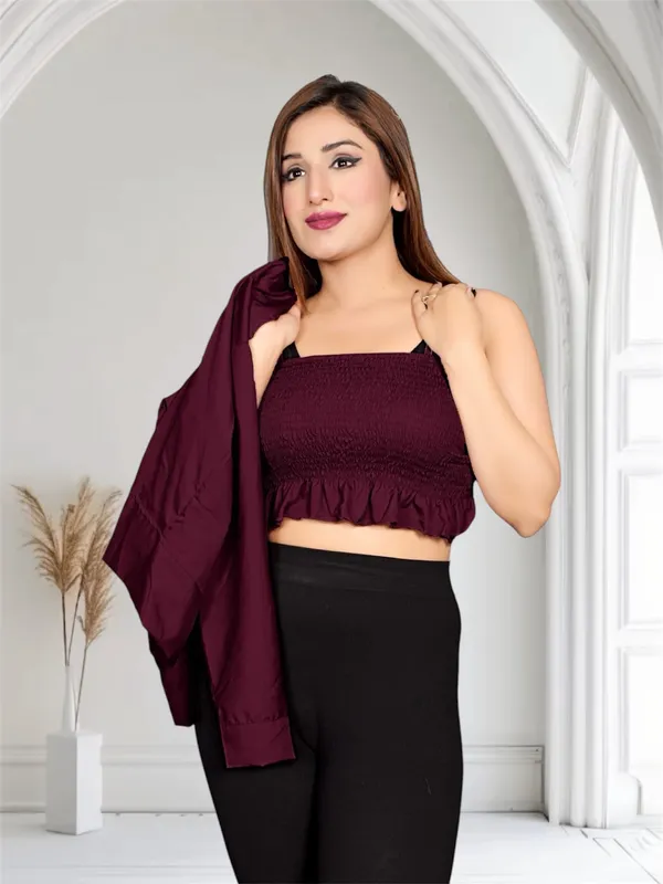 Women_Maroon_Bomber_Jacket_With_Crop_Top