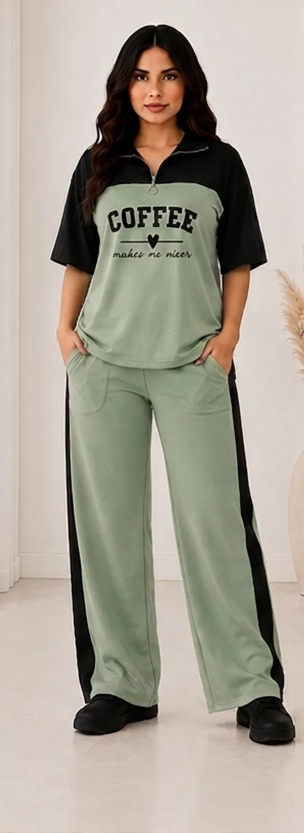 Green_Coffee_Typography_Co-Ord_Set_-_Casual_Loungewear_Top_&_Pants