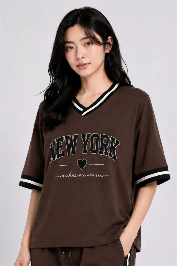 Premium_Women's_Brown_Oversized_Co-Ord_Set_|_V-Neck_T-Shirt_&_Wide_Leg_Pants