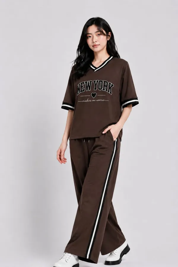 Premium_Women's_Brown_Oversized_Co-Ord_Set_|_V-Neck_T-Shirt_&_Wide_Leg_Pants
