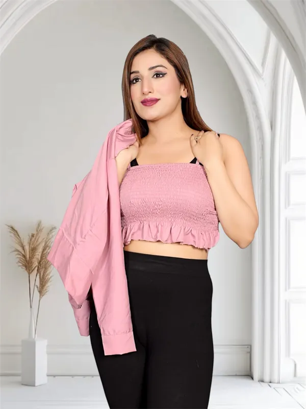 Women_Pink_Cropped_Jacket_With_Front_Zip