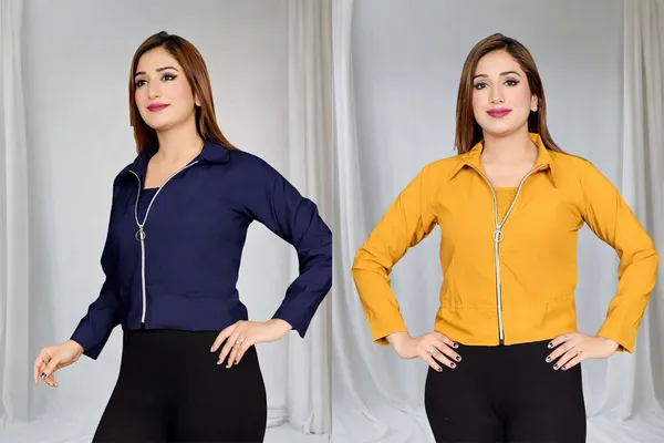 Women_Mustard_Yellow_Crop_Jacket_With_Zip_Closure_And_Navy_Blue_Crop_Bomber_Jacket_For_Girls_Pack_Of_2