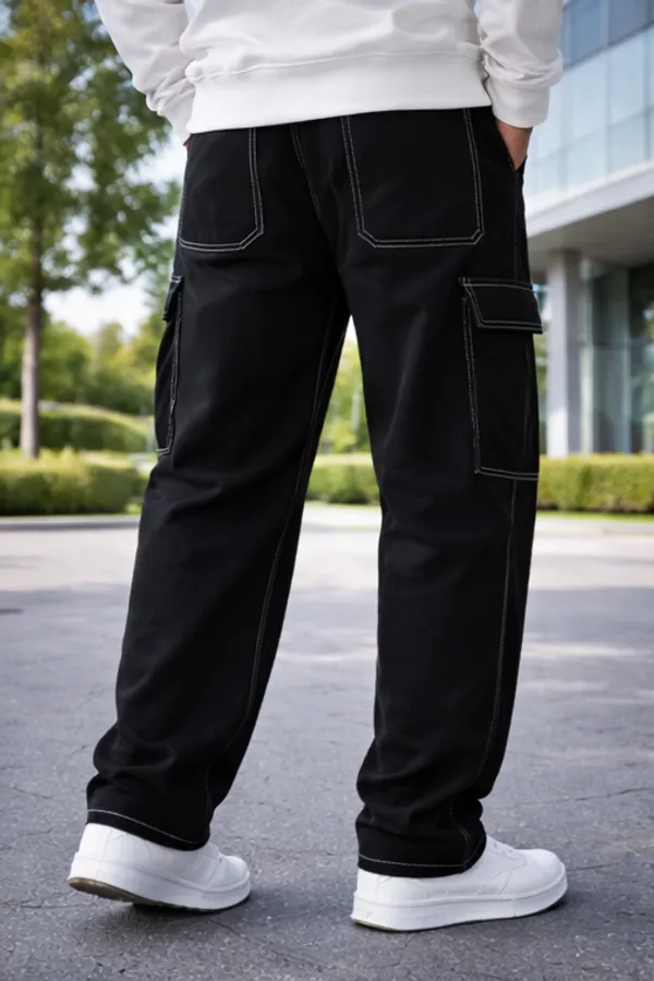 Boys_Black_Cargo_Pants_With_White_Contrast_Stitching_And_Drawstring_Waist