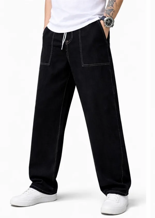 Boys_Black_Wide_Leg_Baggy_Jeans_With_Contrast_Stitching_And_Boys_Black_Cargo_Pants_With_White_Contrast_Stitching_And_Drawstring_Waist_Pack_Of_2
