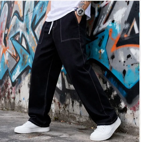 Boys_Black_Wide_Leg_Baggy_Jeans_With_Contrast_Stitching_And_Boys_Black_Cargo_Pants_With_White_Contrast_Stitching_And_Drawstring_Waist_Pack_Of_2