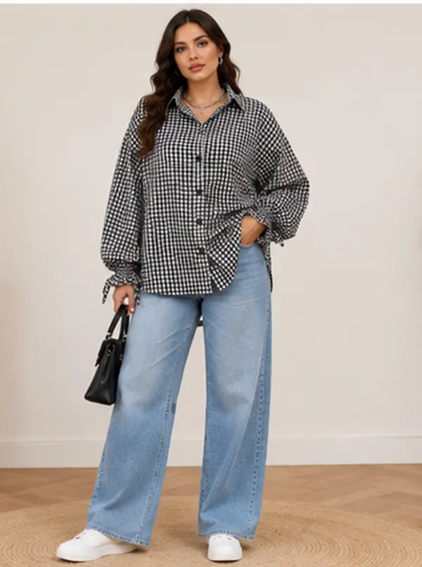 Women's_Black_&_White_Checked_Casual_Shirt_|_Full_Sleeve_Regular_Fit_Cotton_Blend