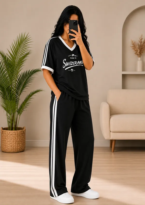 Women's_Premium_Lounge_Wear_Co-Ord_Set_|_V-Neck_Printed_T-Shirt_&_Wide_Leg_Pants_|_Soft_Night_Suit_|_Black,_Brown,_Wine_&_Beige