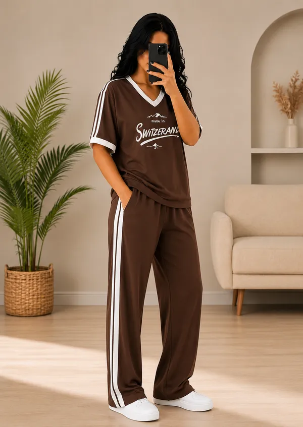Women's_Premium_Lounge_Wear_Co-Ord_Set_|_V-Neck_Printed_T-Shirt_&_Wide_Leg_Pants_|_Soft_Night_Suit_|_Black,_Brown,_Wine_&_Beige