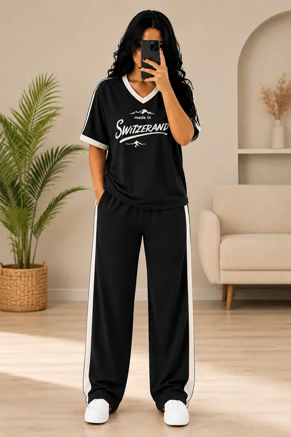 Women's_Premium_Lounge_Wear_Co-Ord_Set_|_V-Neck_Printed_T-Shirt_&_Wide_Leg_Pants_|_Soft_Night_Suit_|_Black,_Brown,_Wine_&_Beige