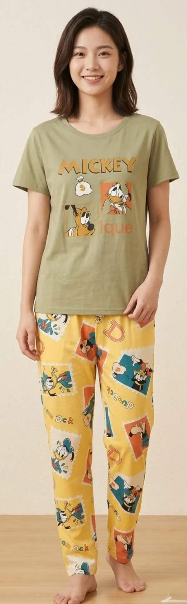 Mickey_&_Friends_Yellow_Pajama_Set_For_Girls