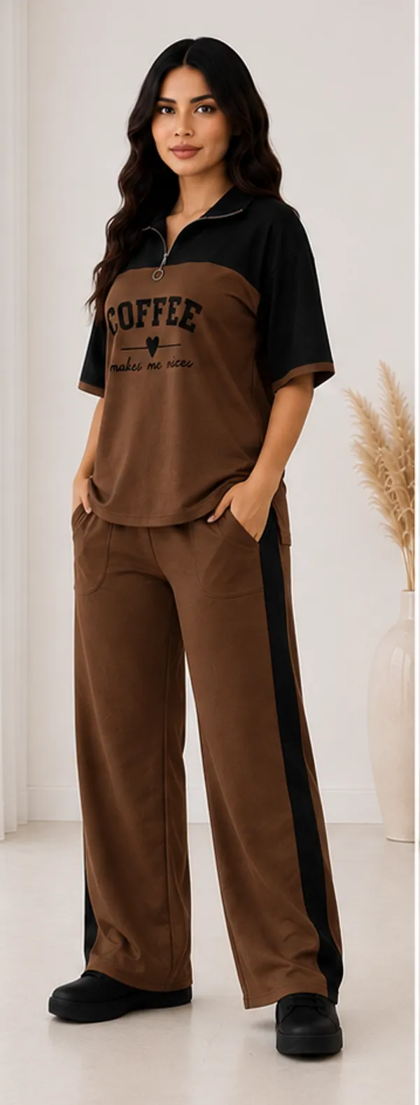 Brown_Coffee_Typography_Co-Ord_Set_-_Casual_Loungewear_Top_&_Pants
