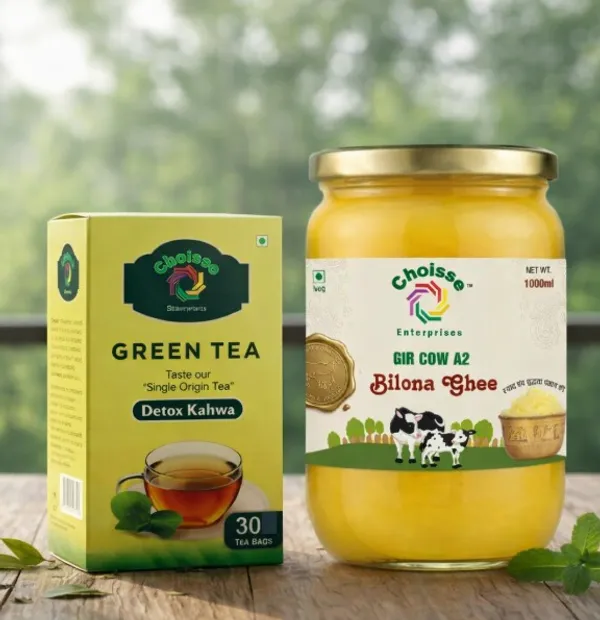 Choisse_Gir_Cow_A2_Bilona_Ghee_-_Pure_Desi_Ghee_(1000Ml)_And_Green_Tea_Detox_Kahwa_-_Single_Origin_Tea_(30_Tea_Bags)