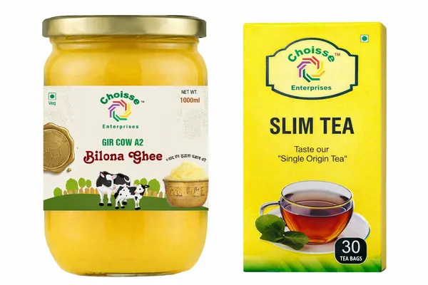 Choisse_Gir_Cow_A2_Bilona_Ghee_-_Pure_Desi_Ghee_(1000Ml)_And_Choisse_Slim_Green_Tea_-_Weight_Loss_(30_Tea_Bags)