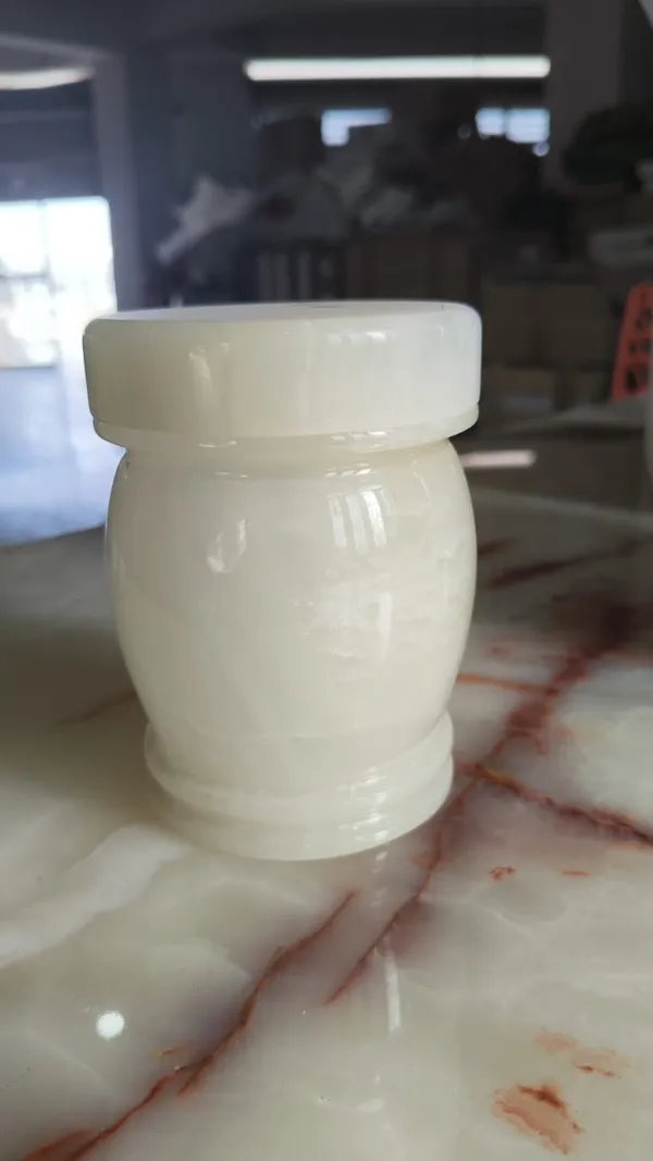 White_Marble_Finish_Decorative_Jar_With_Lid