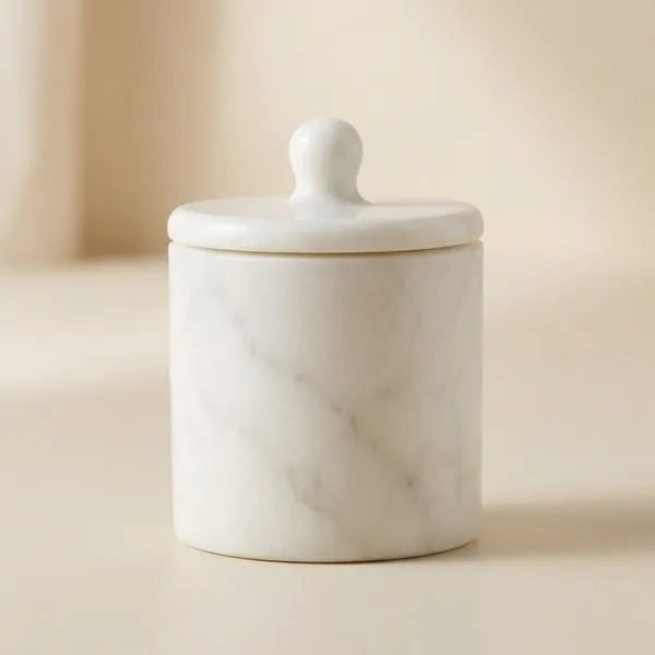 White_Marble_Finish_Ceramic_Storage_Jar_With_Lid