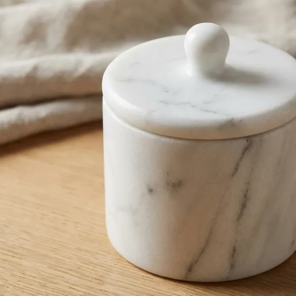 White_Marble_Finish_Ceramic_Storage_Jar_With_Lid