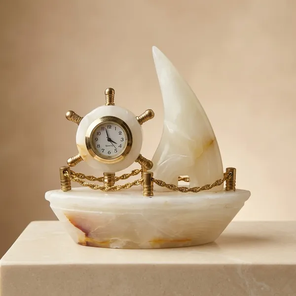 Decorative_Nautical_Ship_Wheel_Clock_With_Sailboat_Design
